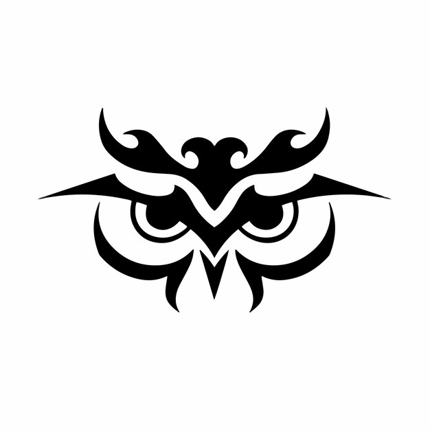 Tribal owl logo tattoo design stencil vector illustration