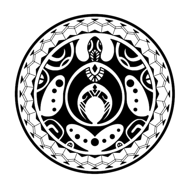 Tribal schildpad tattoo ontwerp polynesische stijl aboriginal samoaanse illustratie eps10