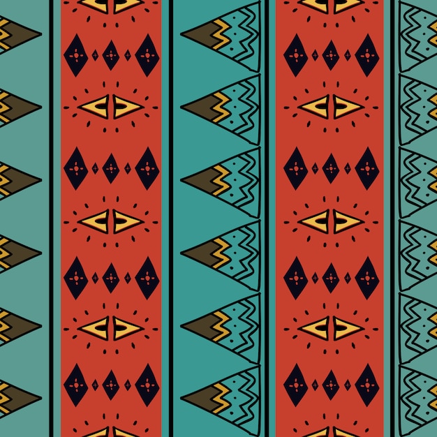 Tribal seamless pattern with african colorful background