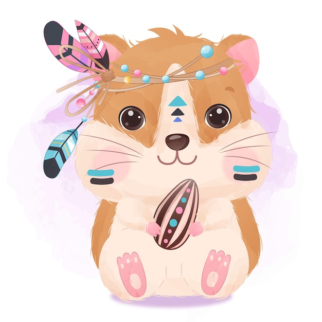 Vector tribal series cute little hamster