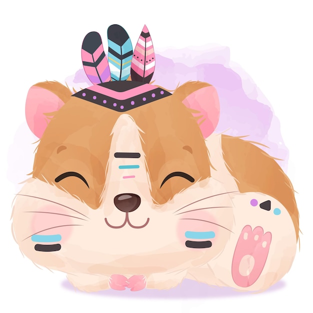 Vector tribal series cute little hamster