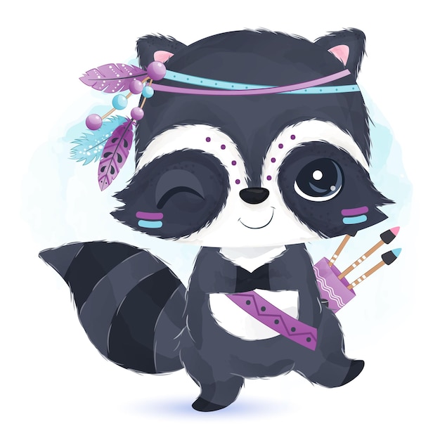 Tribal series cute little raccoon