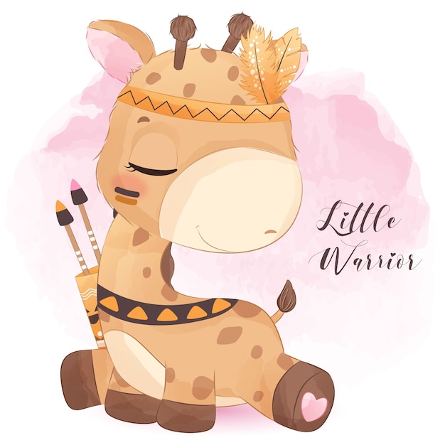 Tribal Series Little Giraffe Illustration