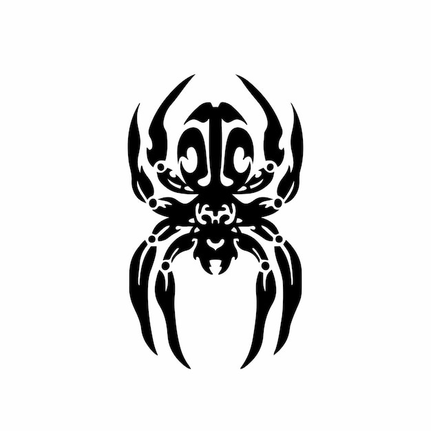Tribal spider head logo tattoo design stencil vector illustration