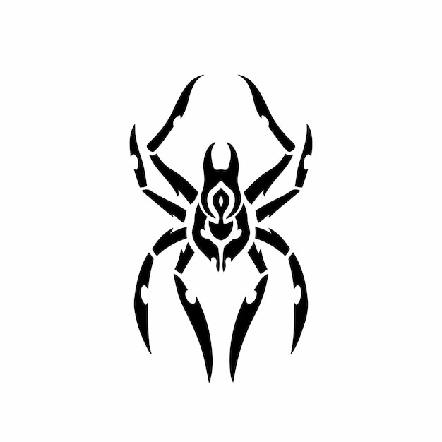 Tribal Spider Head Logo Tattoo Design Stencil Vector Illustration