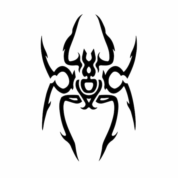 Tribal Spider Head Logo Tattoo Design Stencil Vector Illustration