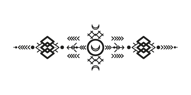 Tribal style ornaments and arrows. Native american ornamental pattern design collection. Vector illustration