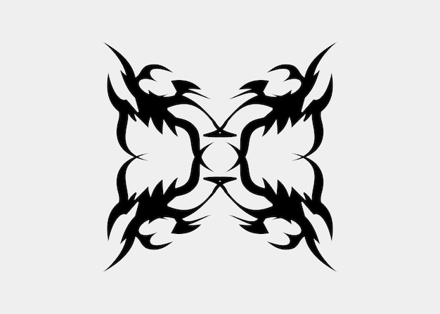 tribal symmetrical tattoo dragon motif