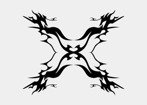 Vector tribal symmetrical tattoo monster wings