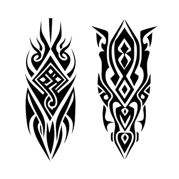 племенной дизайн татуировки черно-белая рисованная иллюстрация