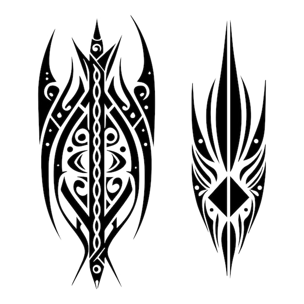 Vector tribal tattoo design black and white hand drawn illustration