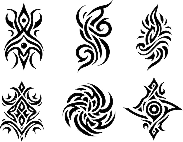 Tribal tattoo illustratie vector zwarte kleur 5