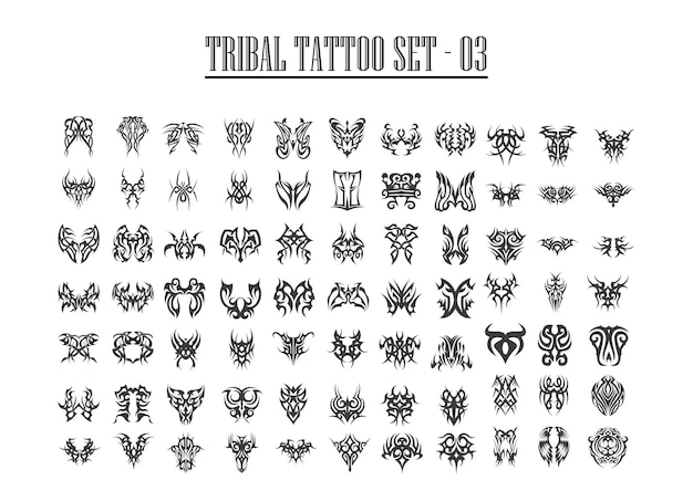 Premium Vector  Tribal tattoo set 03