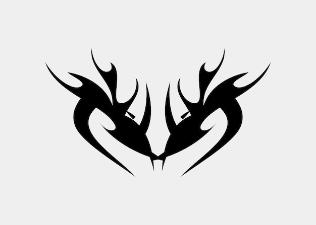 tribal tattoo with horns like a dragon