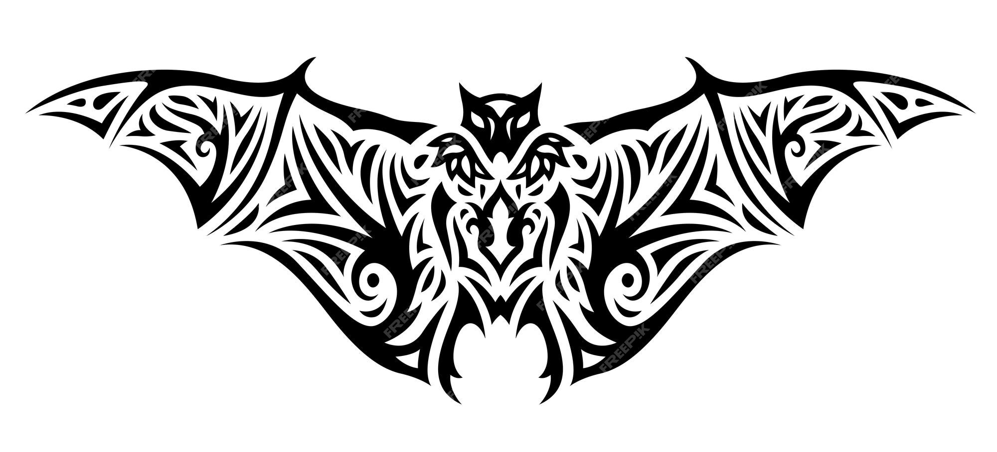 Bat and symmetric tribals Royalty Free Vector Image