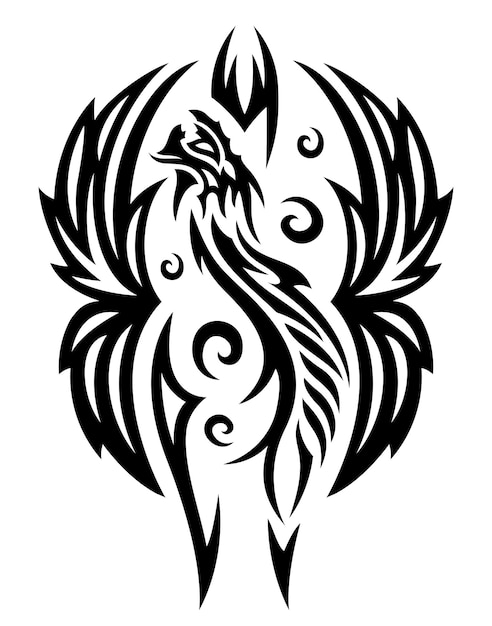 Tribal vector art with black dragon emblem