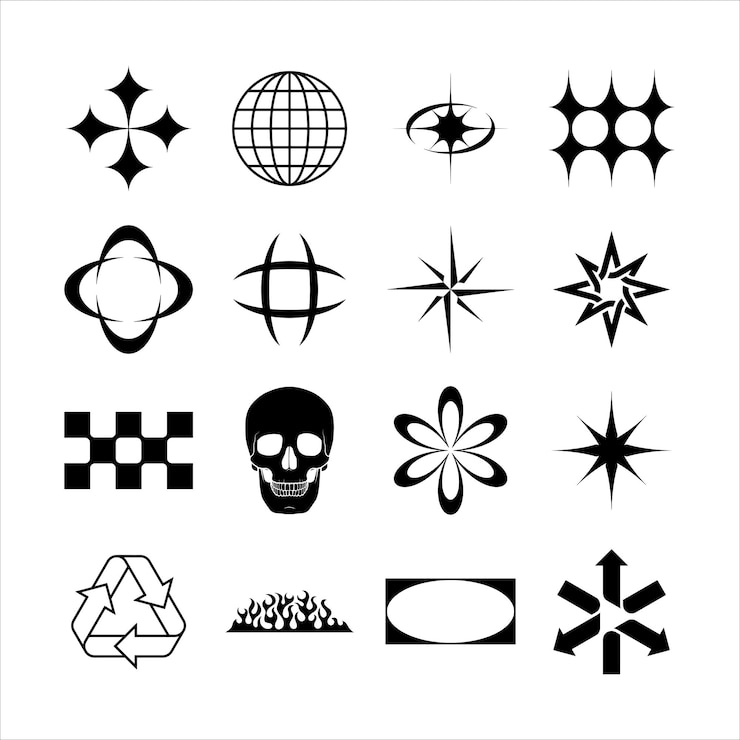 Vector tribal vector tattoo elements hippie iconen patroonmotief geschikt voor tattoo art street design