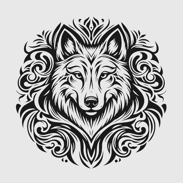 Vector tribal wolf black tattoo design vector