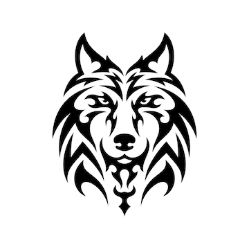 Geometric Wolf Tattoo Design White Background PNG File 