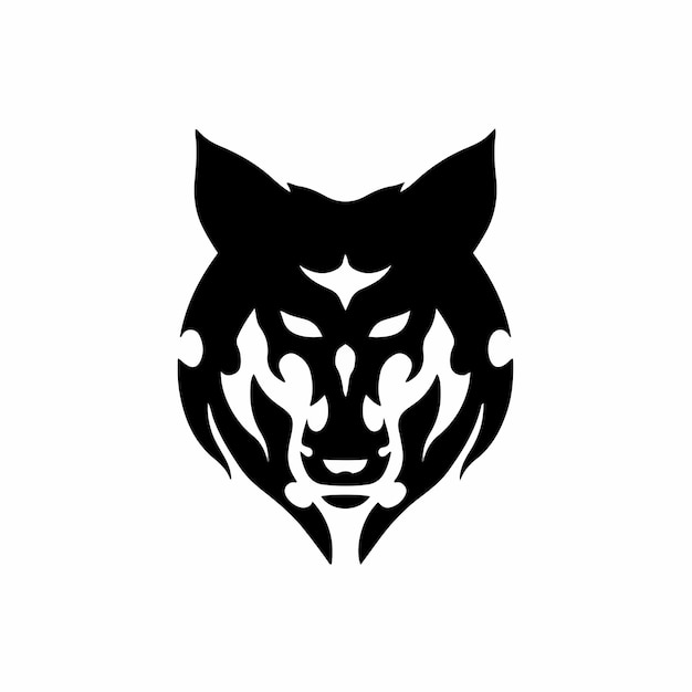 部族のオオカミの頭のロゴタトゥーデザインステンシルベクトル図