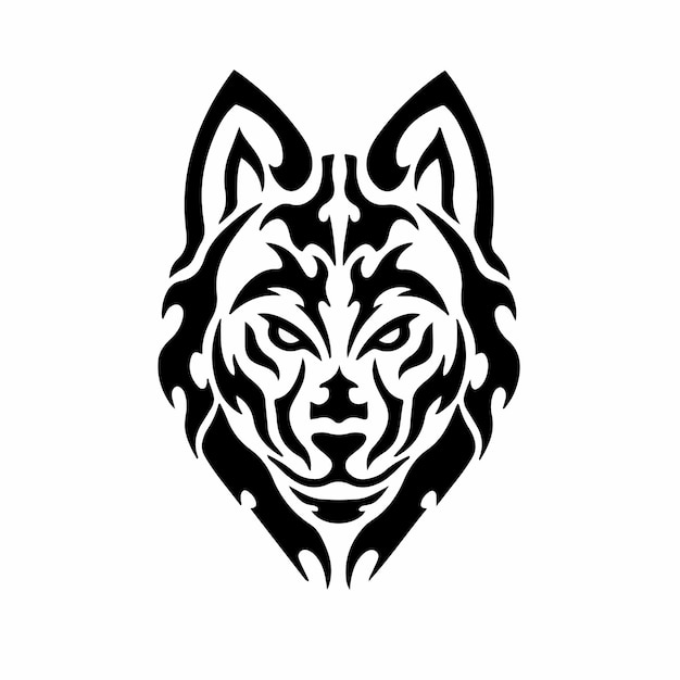 Tribal Wolf hoofd Logo Tattoo Design Stencil vectorillustratie