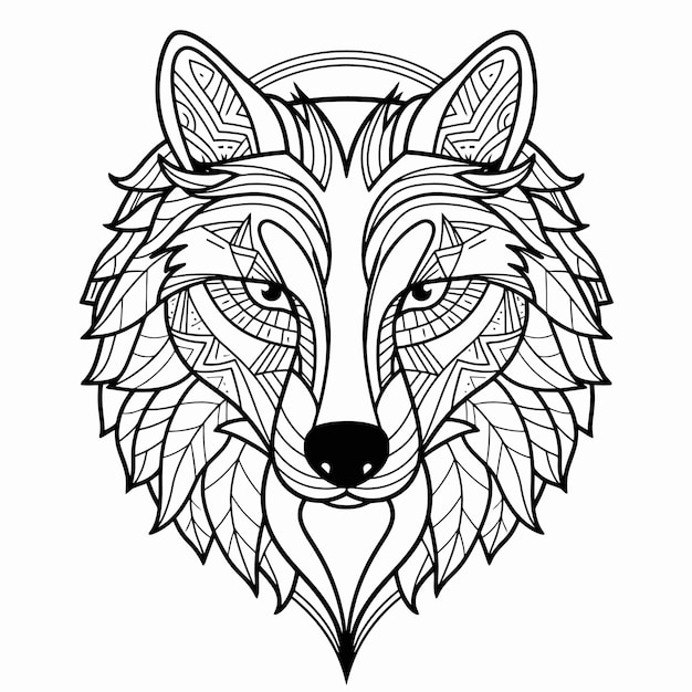 Vector tribal wolf ornament