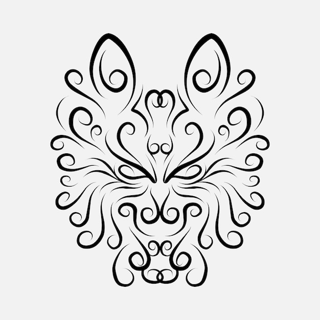 Vector tribal wolf ornamental pattern