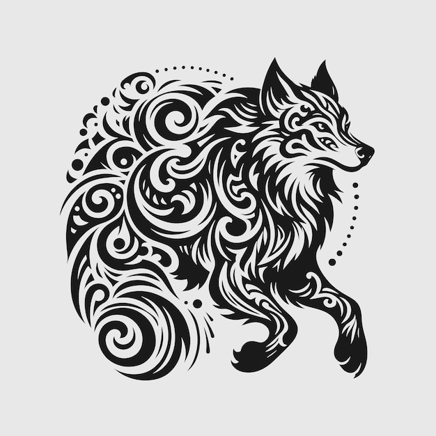 Vector tribal wolf zwarte tattoo ontwerp vector