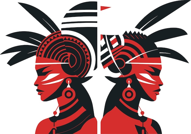 Tribal women vector illustration on isolated background tribal women for sticker and wall art