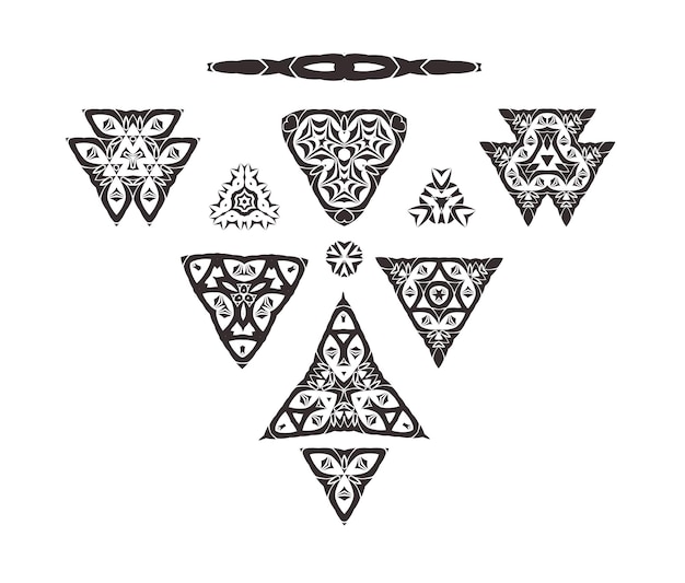 Tribale kunst geïsoleerd op een witte achtergrond Geometrische ornament set