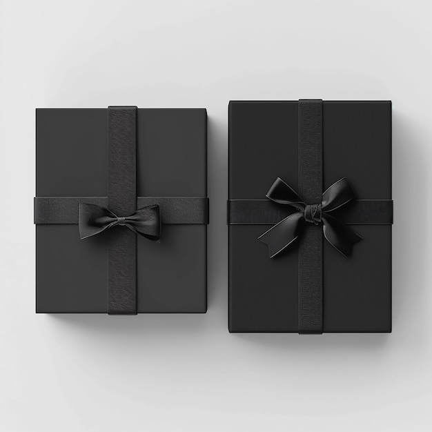 Tribble 3D-рендер стильной черной подарочной коробки с белым фоном