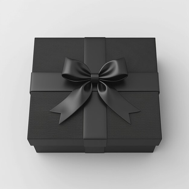 Tribble 3D-рендер стильной черной подарочной коробки с белым фоном