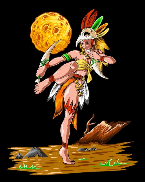 Tribe woman fighter character design