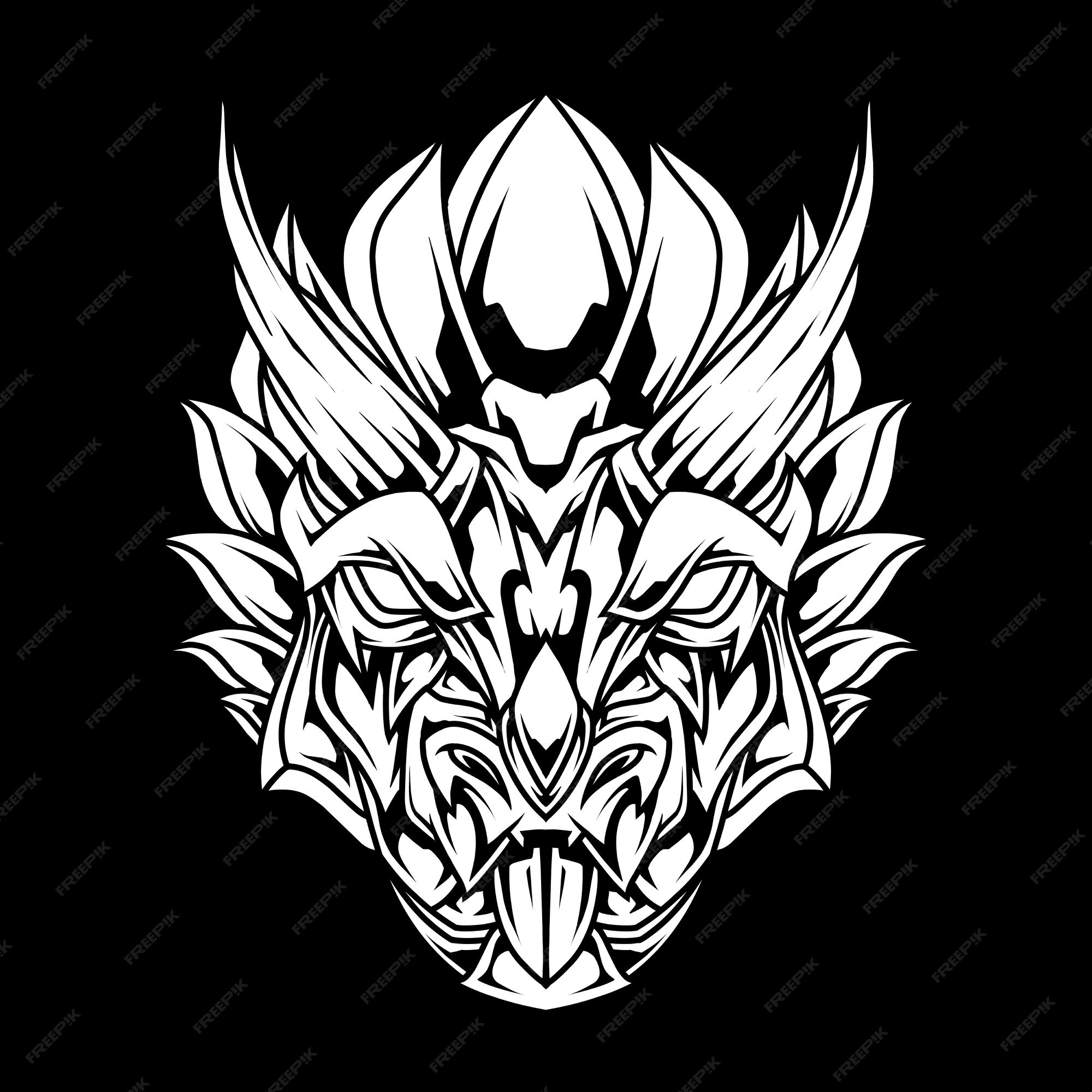 Premium Vector  Abstract black line dinosaur triceratops skull