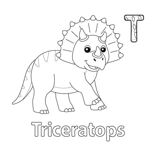 Triceratops Alphabet Dinosaur ABC Coloring Page T