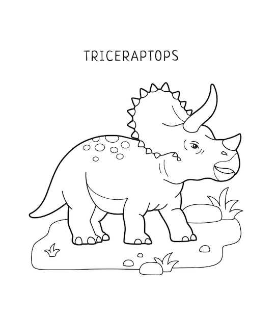 Triceratops dinosaurus kleurplaat voor kinderen