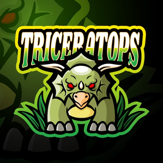 Vector triceratops esport logo mascot design