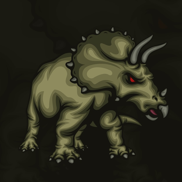 Triceratops esport mascotte illustratie