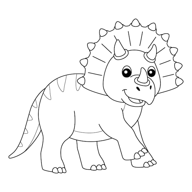 Vector triceratops kleurplaat geïsoleerde pagina voor kinderen