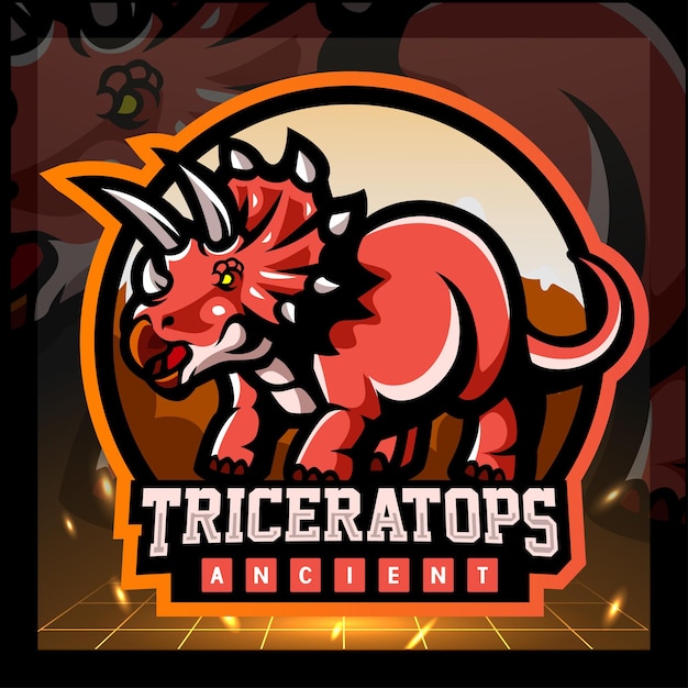 Triceratops mascotte esport logo ontwerp