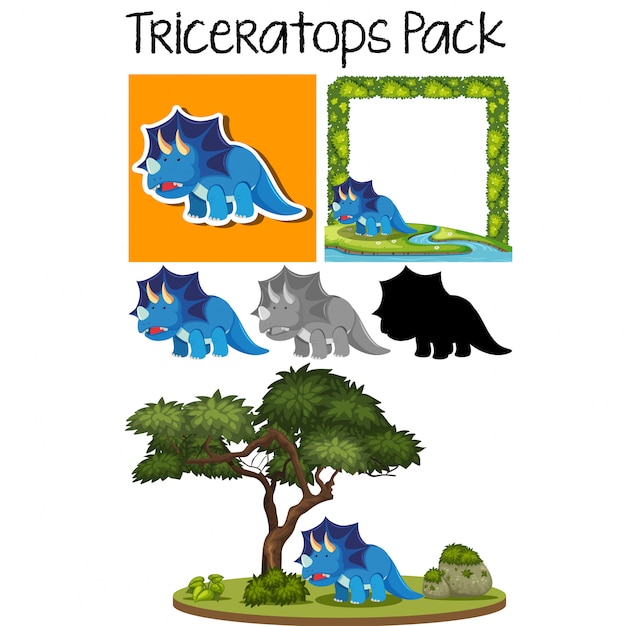 Triceratops sticker packs set