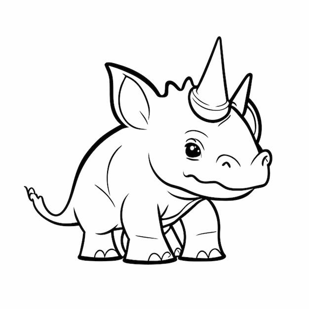 triceratops vector illustration line art