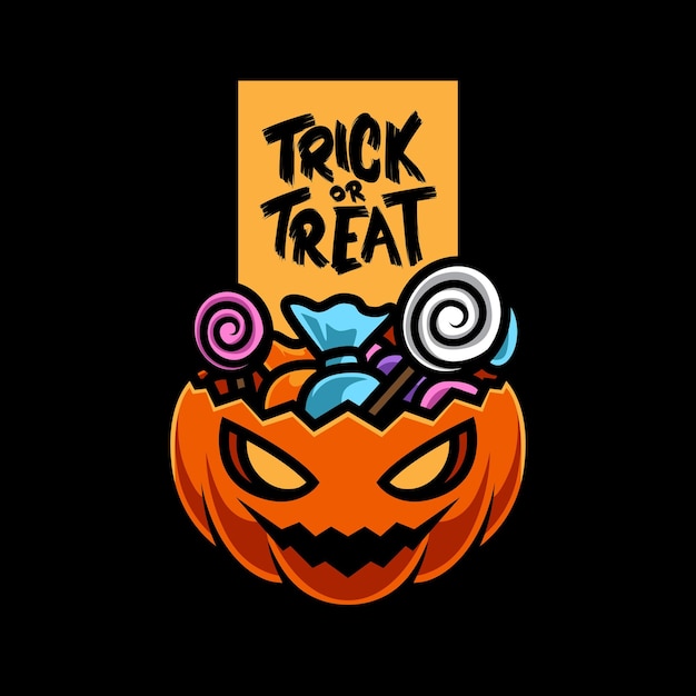 Vector trick of treat pompoenenkop