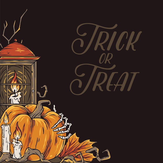 Vector trick or treat-achtergrond voor halloween-feest