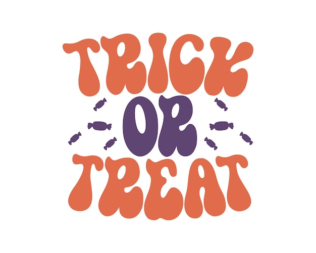 Trick or treat Halloween citaat retro golvende 3D typografie sublimatie SVG op witte achtergrond