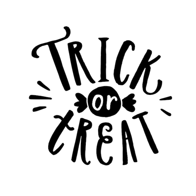 Vector trick or treat handgetekende letters