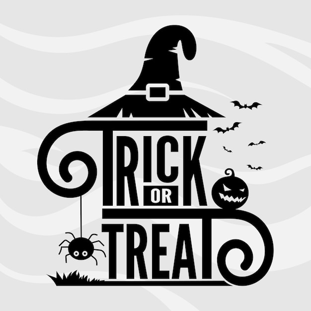 Trick or treat vector belettering sjabloon