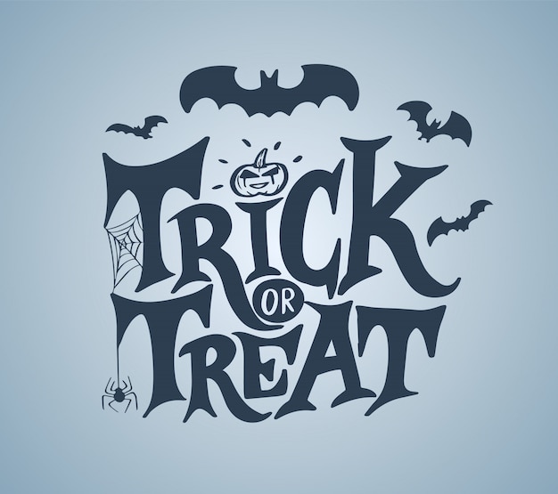 Trick or treat vector belettering voor halloween-dag.