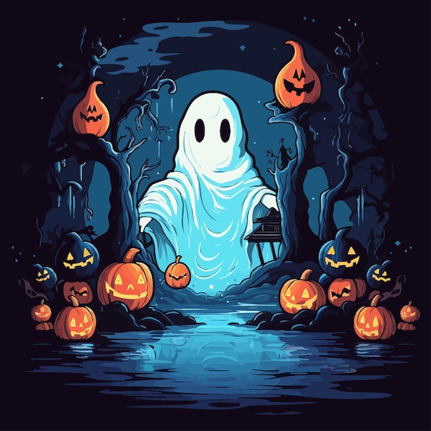Trick_or_Treating_Ghost_vector_illustrated トリック・オア・トリート