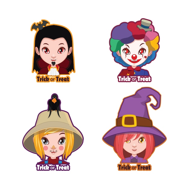 Vector trick or treat badges